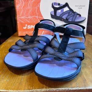 JSport womens Kaia strappy cushioned walking hiking sandals purple/black 8